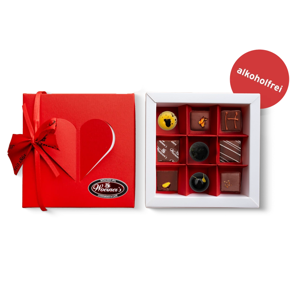 Pralinen Herzschachtel 9er alkoholfrei